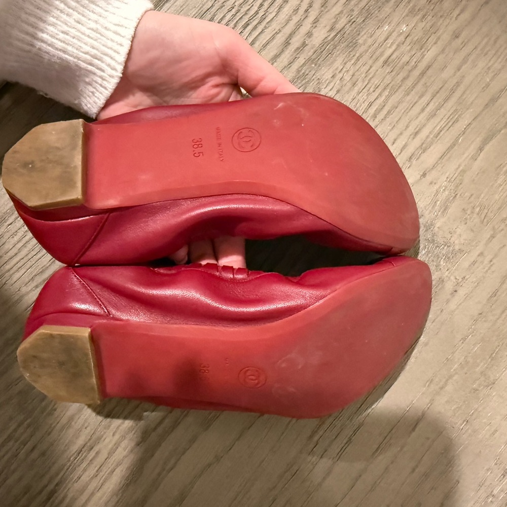 CHANEL Red Leather ballet flats - Picture 4 of 5